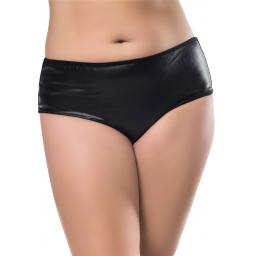Black Wet Look Knickers With Keyhole and Chain