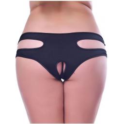 Black Sexy Crotchless Knickers
