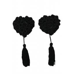 Black Floral Heart Shaped Nipple Covers