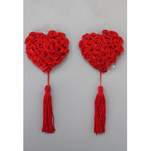 Red Floral Heart Shaped Nipple covers