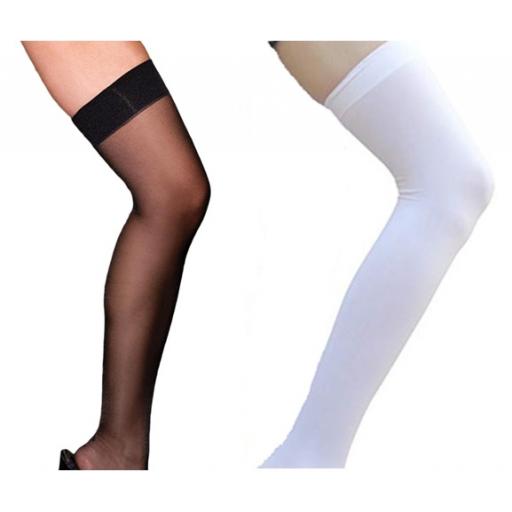 Black or White Thigh High Hold Up Stockings