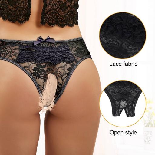 High Rise Crotchless Lace Knickers - Black, Pink or White