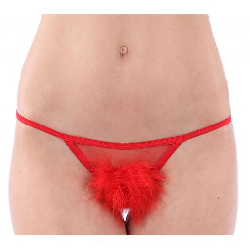 Sexy Red Fluffy Novelty Thong